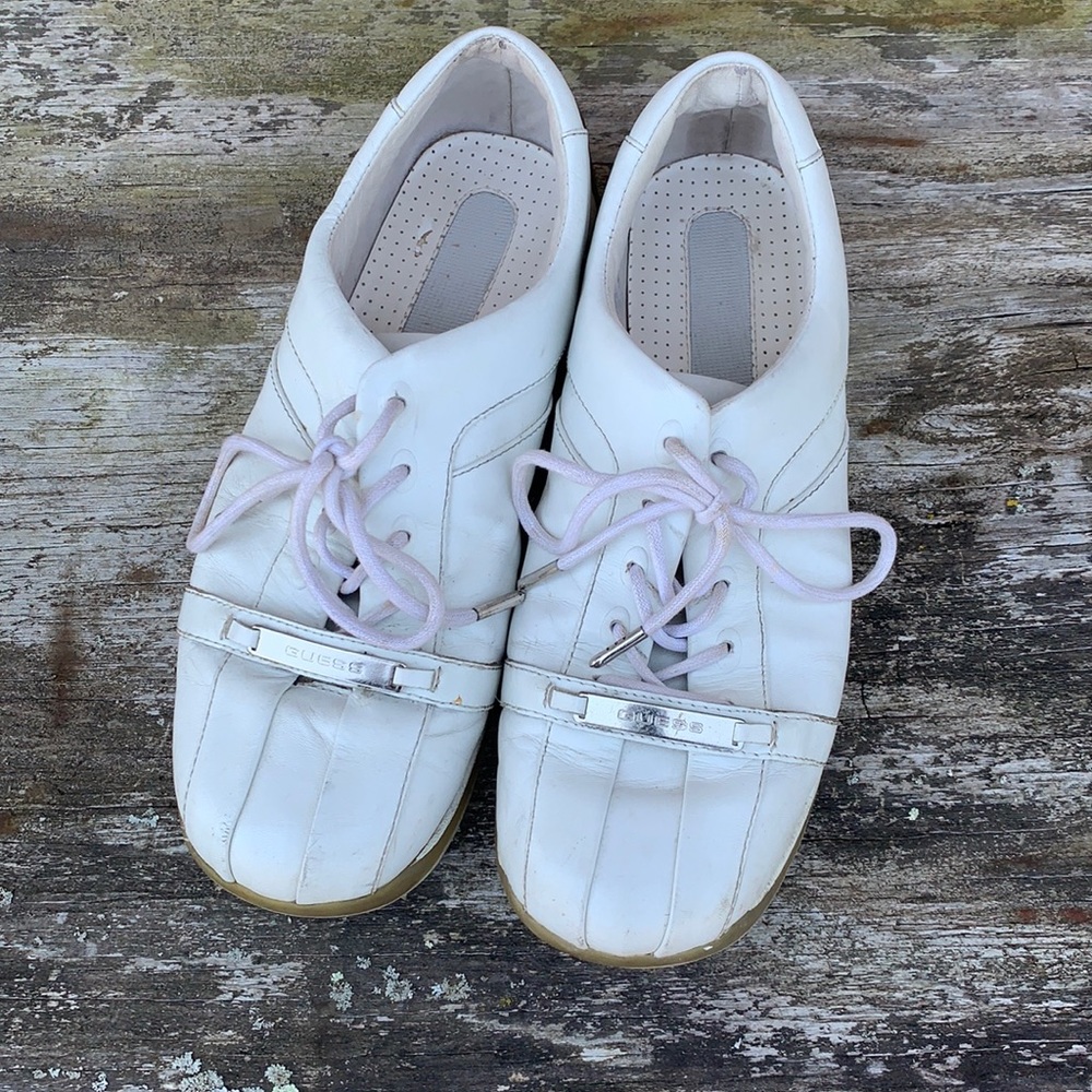 Guess white leather shoes women’s size 7